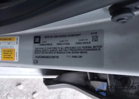 2016 Chevrolet Spark Ls Cvt from USA, damaged, VIN KL8CB6SA8GC596783